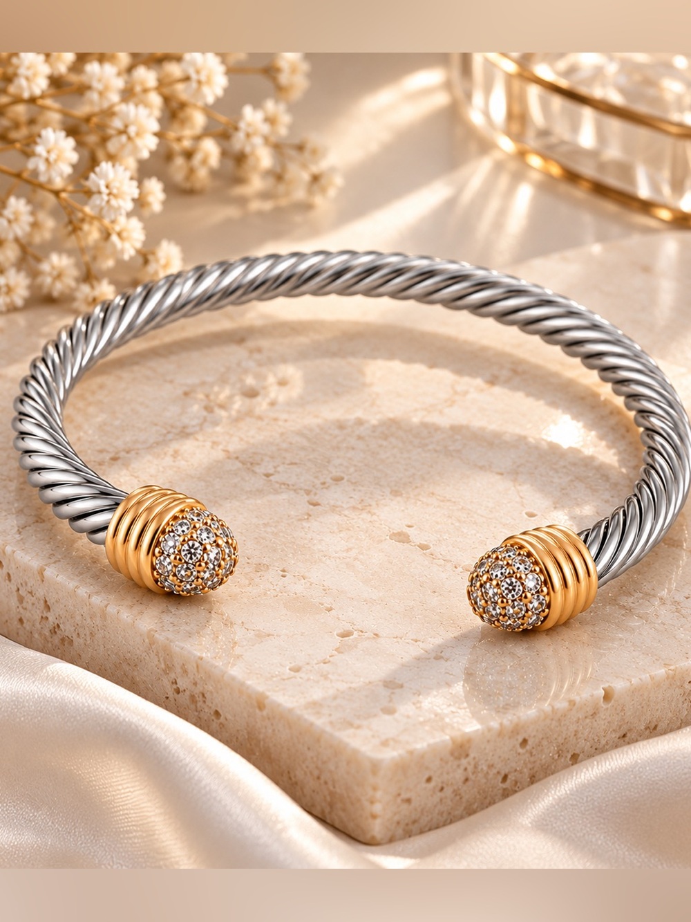 Twisted Cable Cuff Bracelet- Adjustable opening